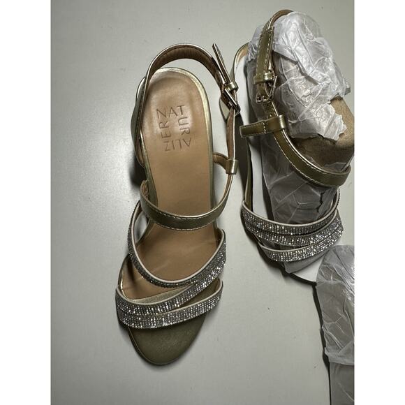Naturalizer Women's Bridget4 Heeled Sandal Champagne Sparkle Sz 7 W - Picture 5 of 6